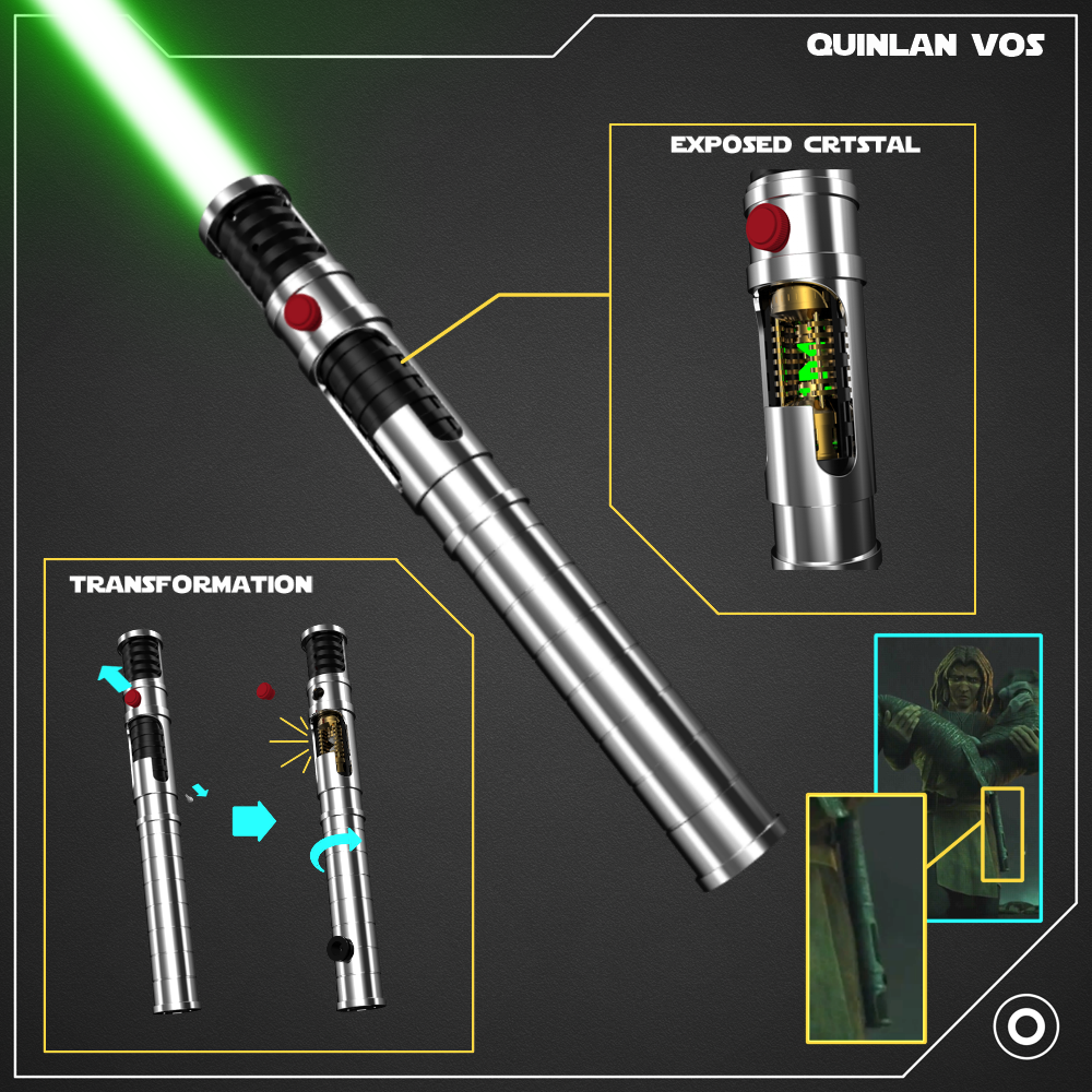 Rapierificsaber Quinlan Vos's Crystal Lightsaber Bluetooth App Control Neopixel Blade Hilt 31CM