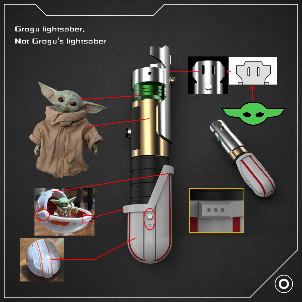 Rapierificsaber Green Grogu Lightsaber XENOpixel Short Saber Hilt 18.2CM