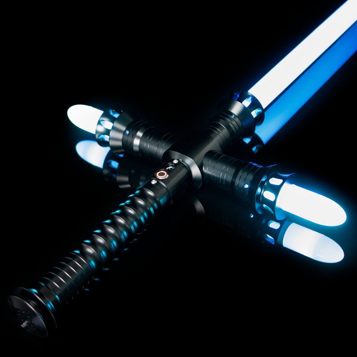 Rapierificsaber Lightsaber Crossguard Light Saber Xenopixel V3 Three Blades Black Hilt 33CM