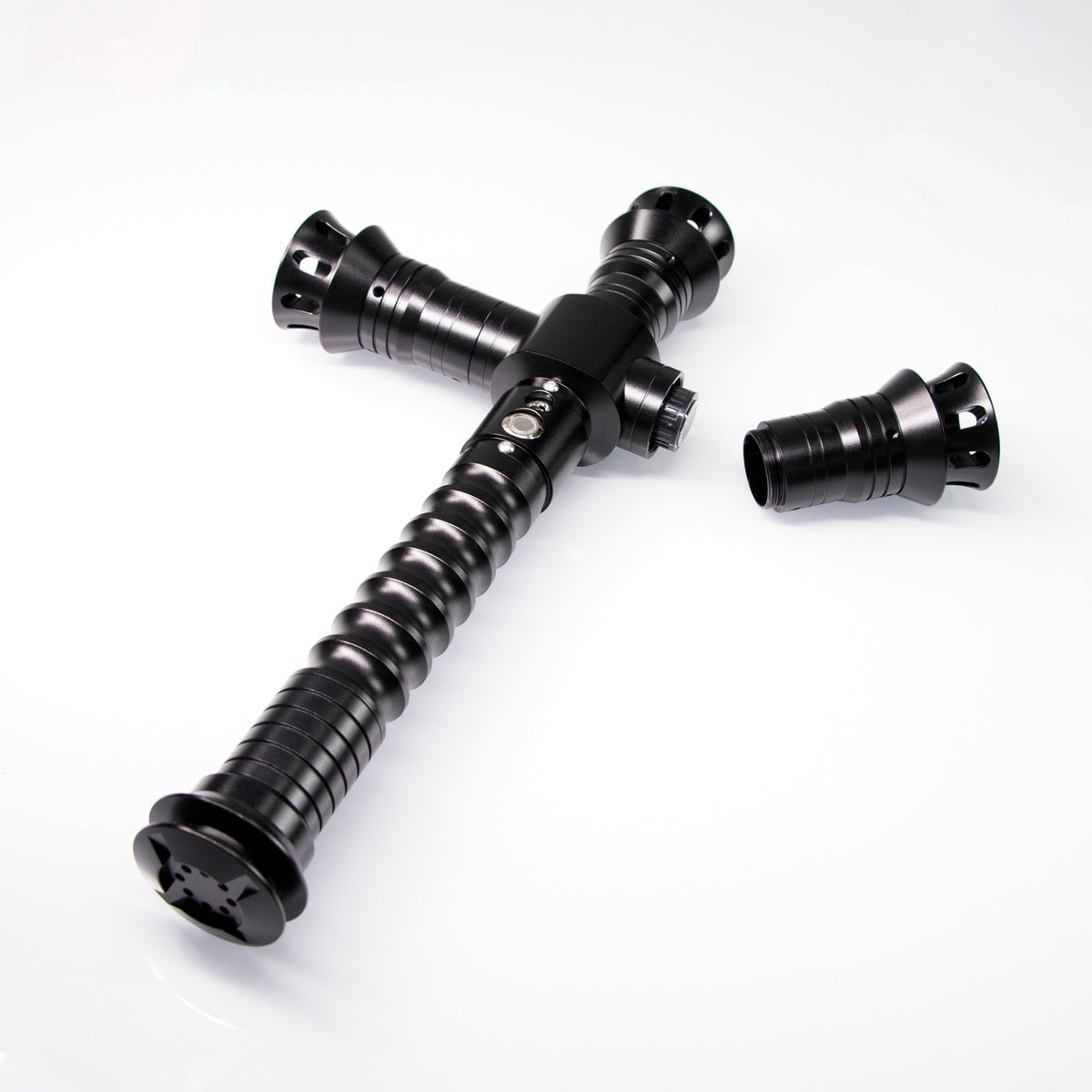 Rapierificsaber Lightsaber Crossguard Light Saber Xenopixel V3 Three Blades Black Hilt 33CM