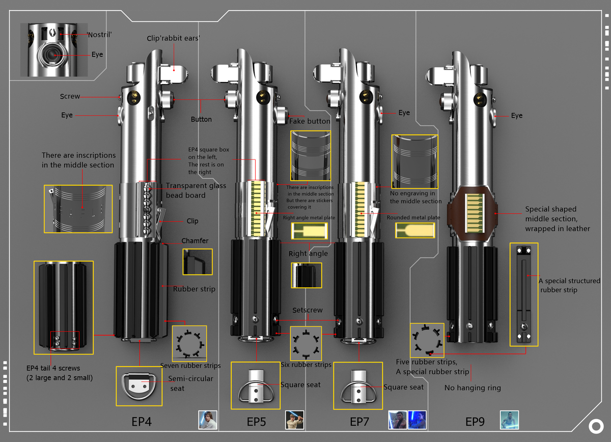 Rapierificsaber Lightsaber The Force Awakens LSW Lightsaber EP7 Graflex Light Saber Hilt 26CM