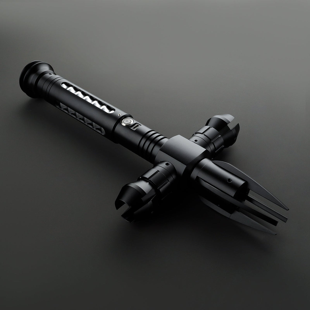 Rapierificsaber Lightsaber Cross Guard Light Saber with Three Blades Black Hilt 37.5CM
