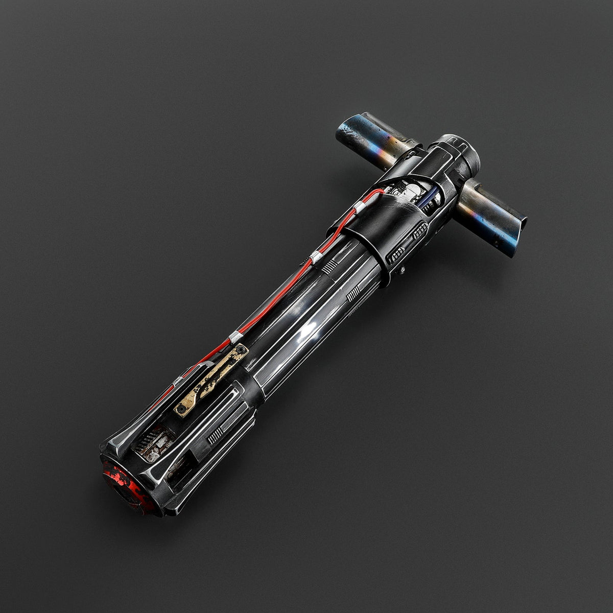 Rapierificsaber Lightsaber Crossguard KR Ren Light Saber Red KR Black Series XENO V3 Weathered Hilt 27.5cm