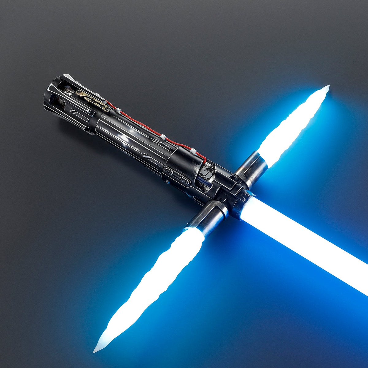 Rapierificsaber Lightsaber Crossguard KR Ren Light Saber Red KR Black Series XENO V3 Weathered Hilt 27.5cm