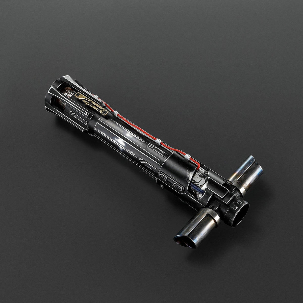 Rapierificsaber Lightsaber Crossguard KR Ren Light Saber Red KR Black Series XENO V3 Weathered Hilt 27.5cm
