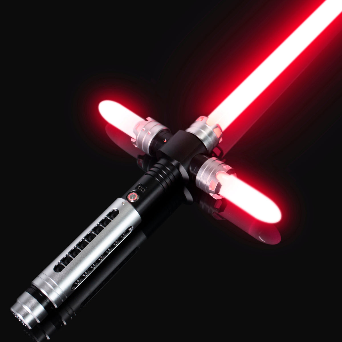 Rapierificsaber Lightsaber Crossguard Light Saber Xenopixel V3 Three Blades Black Hilt 26.5CM