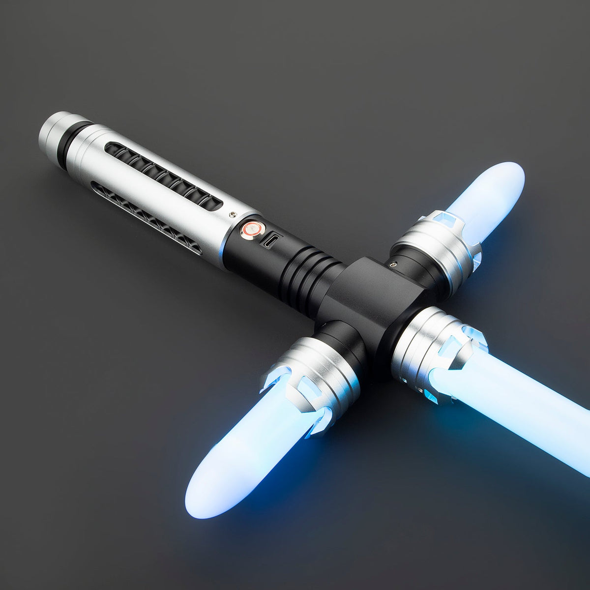 Rapierificsaber Lightsaber Crossguard Light Saber Xenopixel V3 Three Blades Black Hilt 26.5CM