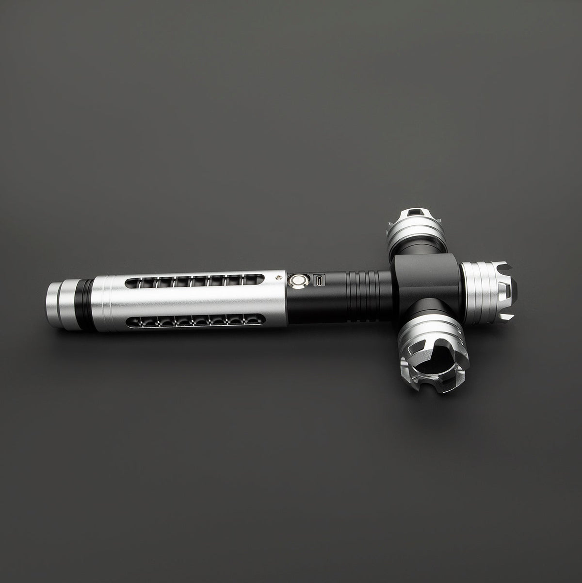 Rapierificsaber Lightsaber Crossguard Light Saber Xenopixel V3 Three Blades Black Hilt 26.5CM