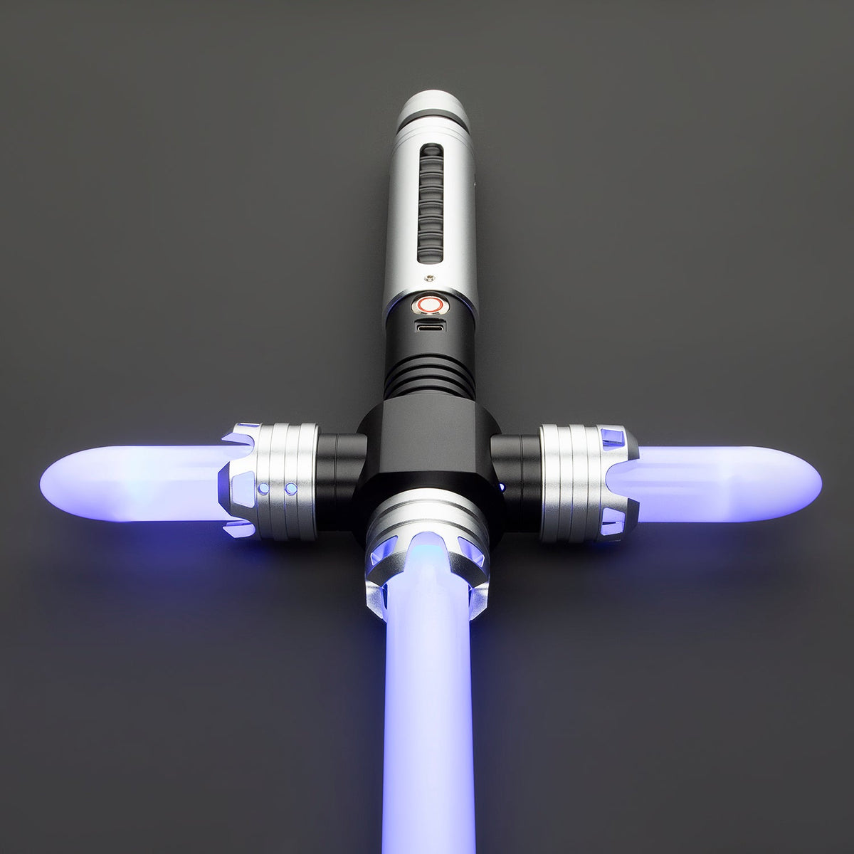 Rapierificsaber Lightsaber Crossguard Light Saber Xenopixel V3 Three Blades Black Hilt 26.5CM
