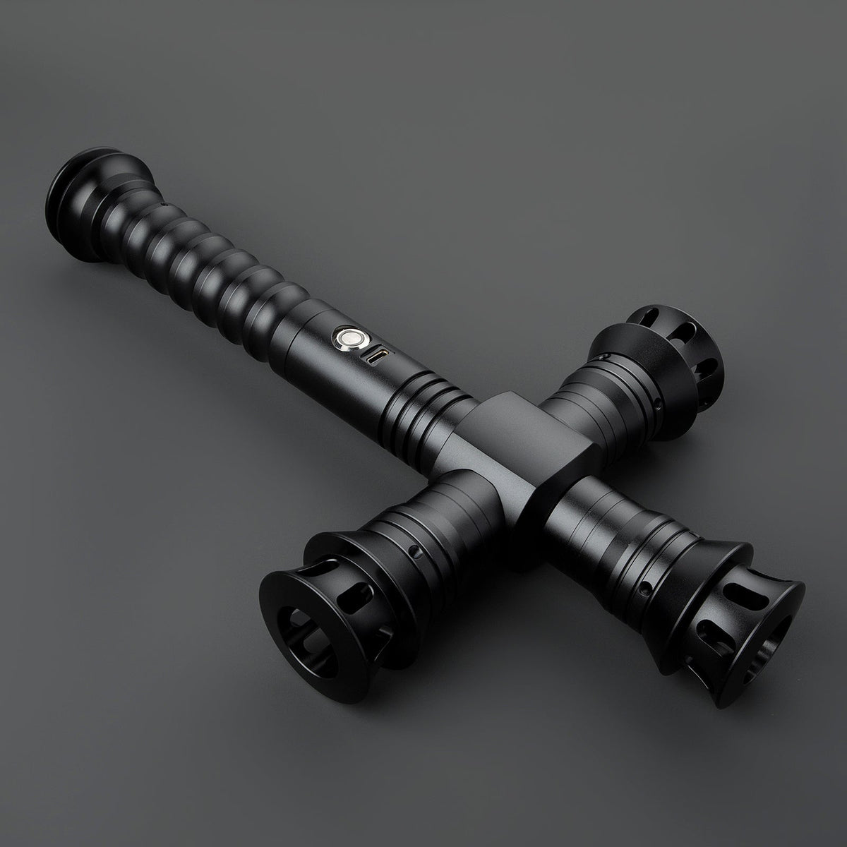 Rapierificsaber Lightsaber Crossguard Light Saber Xenopixel V3 Three Blades Black Hilt 33CM