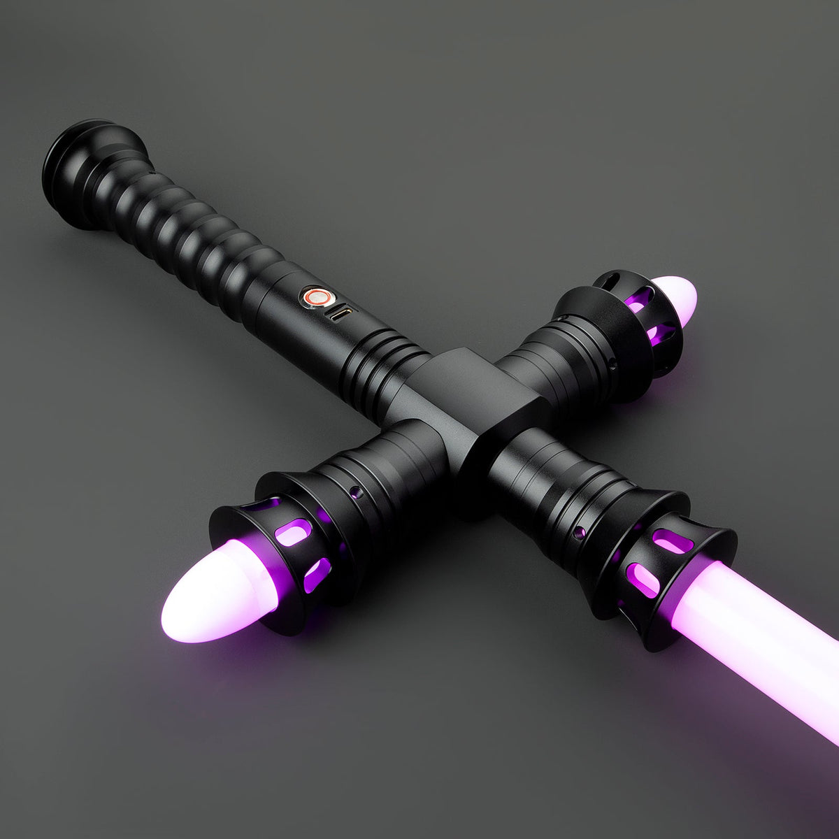 Rapierificsaber Lightsaber Crossguard Light Saber Xenopixel V3 Three Blades Black Hilt 33CM