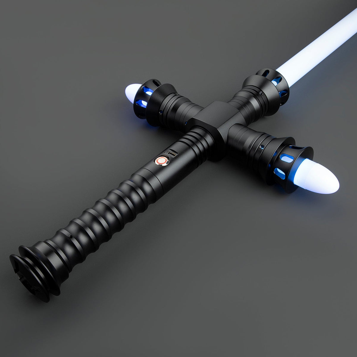 Rapierificsaber Lightsaber Crossguard Light Saber Xenopixel V3 Three Blades Black Hilt 33CM