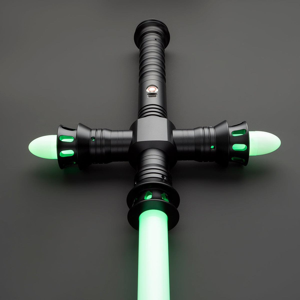 Rapierificsaber Lightsaber Crossguard Light Saber Xenopixel V3 Three Blades Black Hilt 33CM